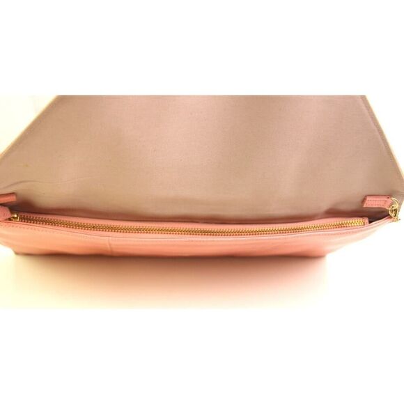 Halogen POWDER PINK REAL LEATHER CHAIN STRAP ENVELOP SHOULDER BAG HANDBAG CLUTCH - Picture 6 of 15